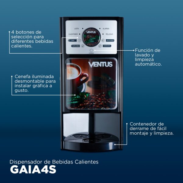 Máquina de Café 4 sabores Ventus GAIA4S - Imagen 6